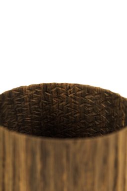 ahşap el sanatları kupa, kase, kaşık, kaşık toz beyaz arka plan üzerinde.