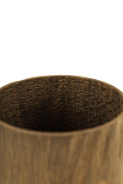 ahşap el sanatları kupa, kase, kaşık, kaşık toz beyaz arka plan üzerinde.