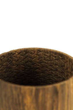 ahşap el sanatları kupa, kase, kaşık, kaşık toz beyaz arka plan üzerinde.