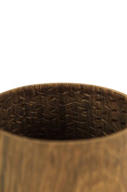 ahşap el sanatları kupa, kase, kaşık, kaşık toz beyaz arka plan üzerinde.