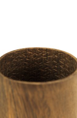 ahşap el sanatları kupa, kase, kaşık, kaşık toz beyaz arka plan üzerinde.