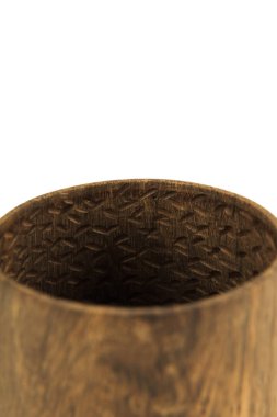 ahşap el sanatları kupa, kase, kaşık, kaşık toz beyaz arka plan üzerinde.