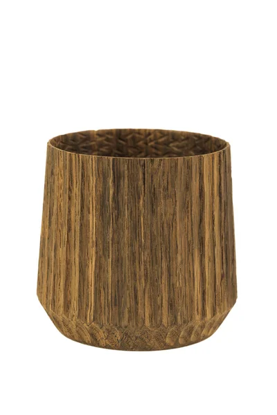 Dřevo řemesla poháry, mísy, lžíce, naběračky na bílém pozadí. — Stock fotografie
