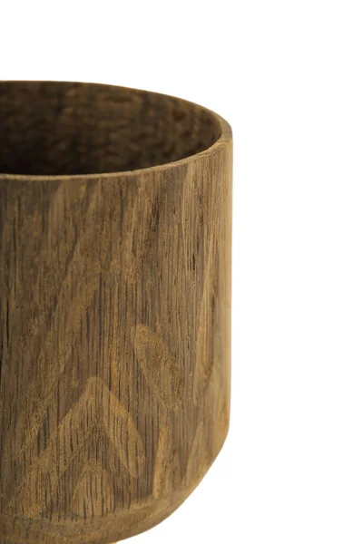 木制工艺杯, 碗, 勺子, 白色背景的勺子. — 图库照片