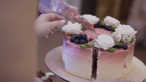 Cake.Candy Бар Свадьба, конфеты шведский стол . — стоковое видео
