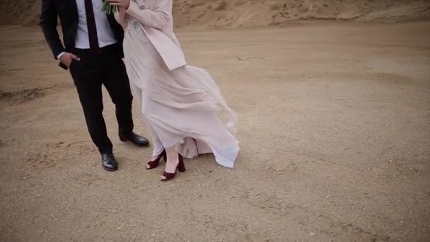 Tineri dragoste cuplu holding hands, îmbrățișare și sărutat — Videoclip de stoc