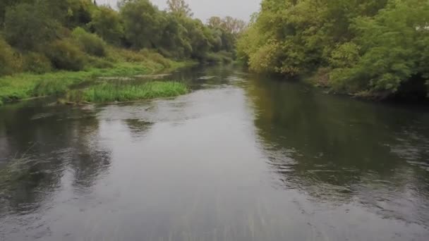 Вид с воздуха с беспилотника: Полет над осенними горами с лесами, лугами и холмами в закате мягкий свет. В Европе. Величественный пейзаж. Мир красоты. Разрешение 4K . — стоковое видео