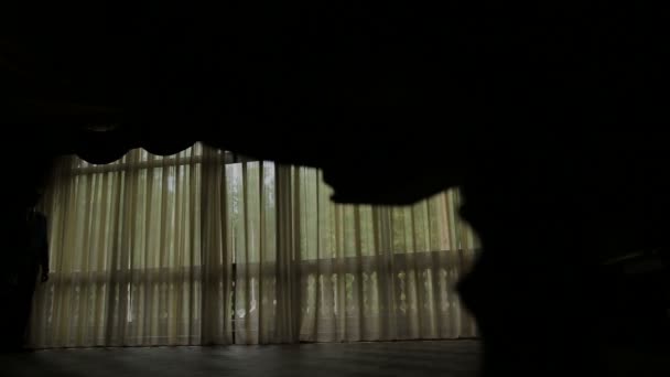Ein Mann geht durch das Zimmer im Haus — Stockvideo