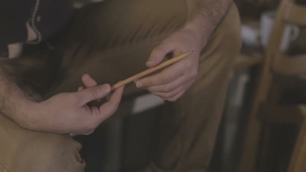 Hands of an artist with a pencil — Stock Video