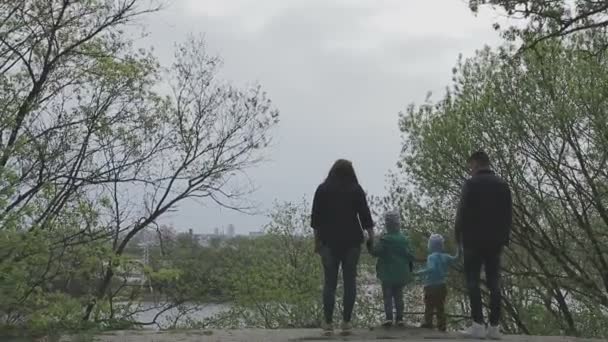 Familjen leker med barnet på en vacker solig dag — Stockvideo