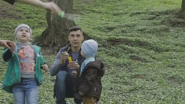 La familia juega con el niño en un hermoso día soleado — Vídeo de stock