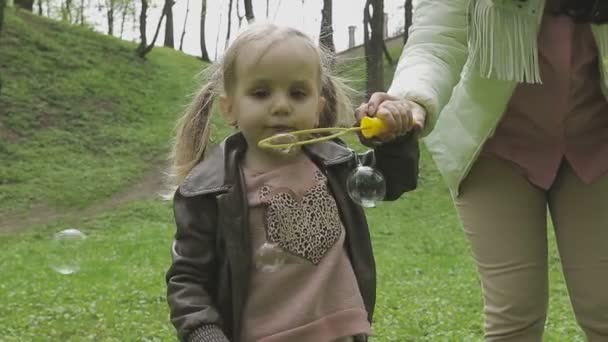 An einem schönen sonnigen Tag spielt die Familie mit dem Kind — Stockvideo