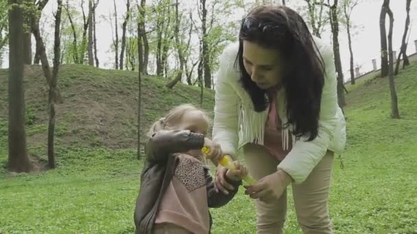 Rodina si hraje s dítětem na krásný slunečný den — Stock video