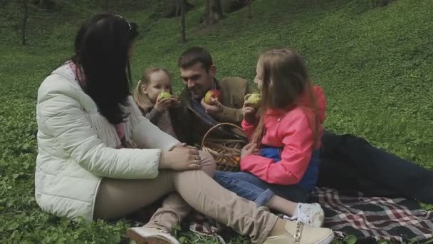 家庭在一个美丽的晴天与孩子玩耍 — 图库视频影像