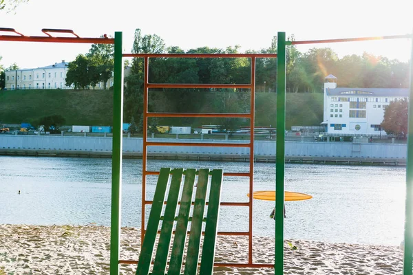 Simulator for sports activities in the city park.Vacation holiday concept — стоковое фото