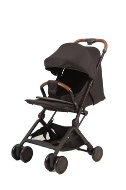 Bir bebek arabası beyaz bir arka planda, modern tasarım.