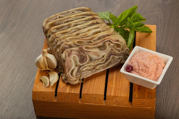 Home-made meat loaf on a wooden surface. — Stock Photo, Image