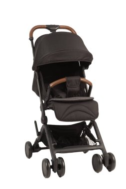 Bir bebek arabası beyaz bir arka planda, modern tasarım.