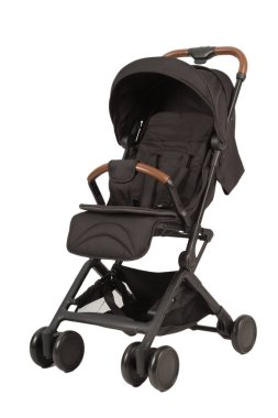 Bir bebek arabası beyaz bir arka planda, modern tasarım.