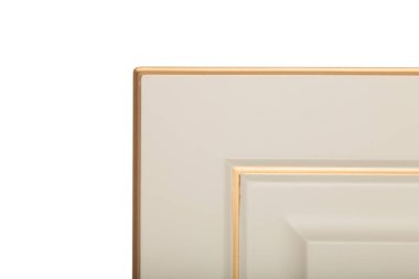 Mutfak, mobilya, önden görünüm eğimli radyal cephe. Beyaz arka plan üzerinde izole mutfak cephe.