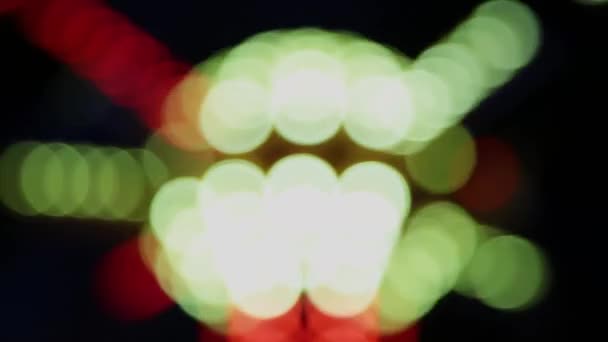 Color bokeh with light movement of the camera, colors change. — Stock Video