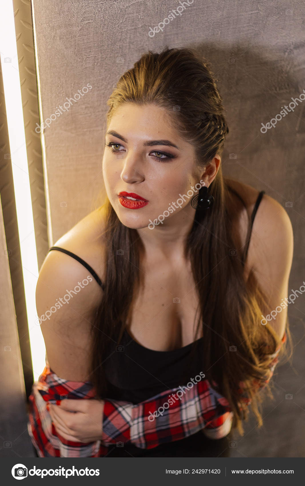 Natural Light Indoor Portrait Of Young Pretty Girl With Long