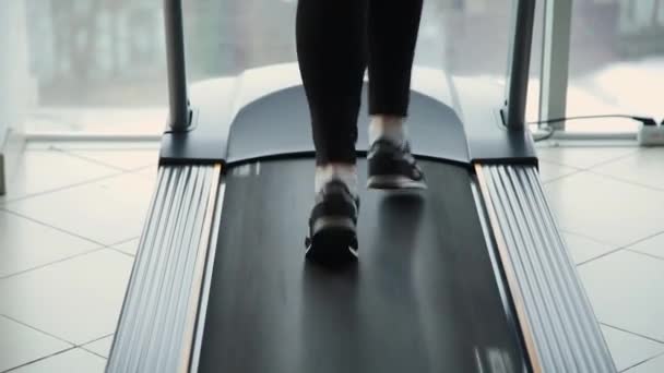 Gente en el entrenamiento cardiovascular de la caminadora del gimnasio . — Vídeos de Stock