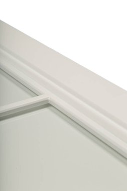 Beyaz bir çerçeve cephe mutfak için ayrıntı close-up.