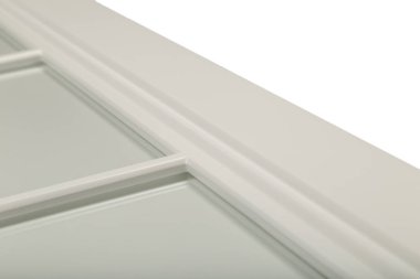 Beyaz bir çerçeve cephe mutfak için ayrıntı close-up.
