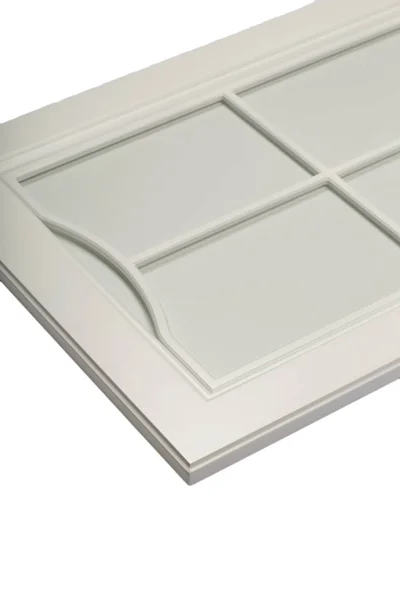 Detalle de primer plano de una fachada de marco blanco para la cocina . —  Fotos de Stock