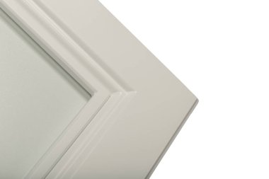 Beyaz bir çerçeve cephe mutfak için ayrıntı close-up.