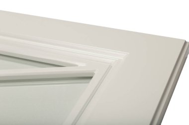 Beyaz bir çerçeve cephe mutfak için ayrıntı close-up.