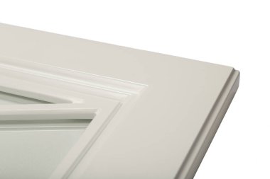 Beyaz bir çerçeve cephe mutfak için ayrıntı close-up.