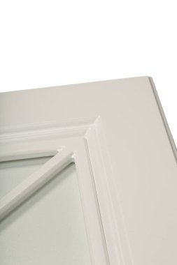Beyaz bir çerçeve cephe mutfak için ayrıntı close-up.