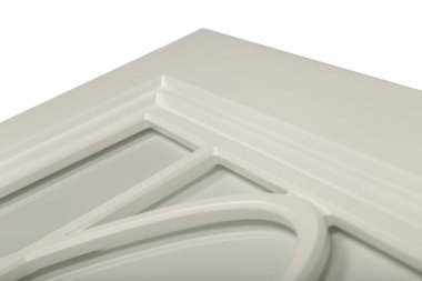 Beyaz bir çerçeve cephe mutfak için ayrıntı close-up.