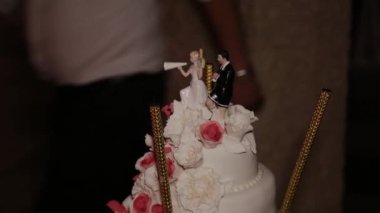 Düğün pastası düğün fotoğrafçılar çekim sırasında sırasında bir gay çift. Homo düğün