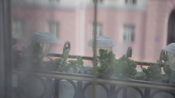 Vista dalla finestra sulla città . — Video Stock