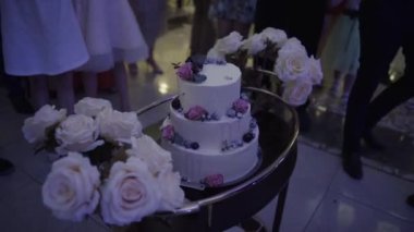 Düğün pastası düğün fotoğrafçılar çekim sırasında sırasında bir gay çift. Homo düğün