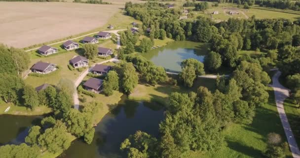 Survol de la forêt avec un lac 