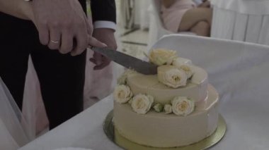 Düğün pastası düğün fotoğrafçılar çekim sırasında sırasında bir gay çift. Homo düğün
