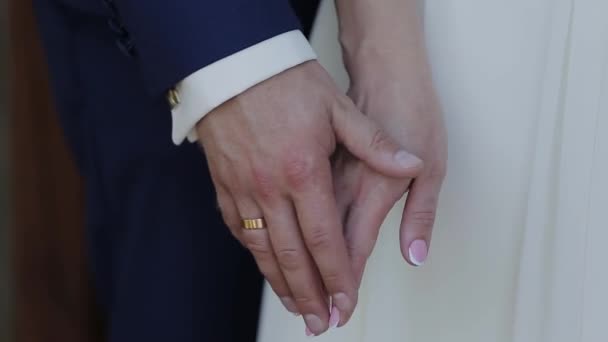 Marry Me Today And Everyday. Newlywed Couple Holding Hands, Shot In Slow Motion. — Stock Video