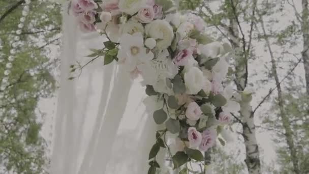 Registratie van de registratie van de uitgang, appels eerstelingsgarve hooi bloemen. — Stockvideo