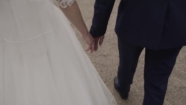 Marry Me Today And Everyday. Newlywed Couple Holding Hands, Shot In Slow Motion. — Stock Video