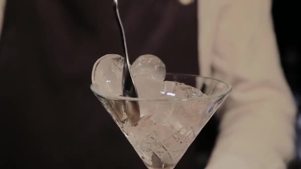 Het proces van de voorbereiding van een alcoholische cocktail aan de bar. — Stockvideo