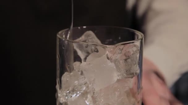 Le processus de préparation d'un cocktail alcoolisé au bar . — Video