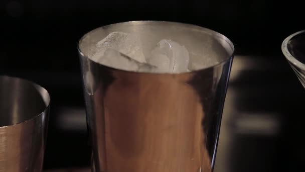 Capacidad para un cóctel con hielo en el bar . — Vídeos de Stock