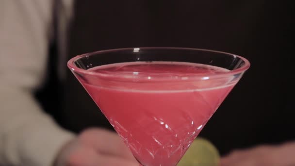 Il processo di preparazione di un cocktail alcolico al bar . — Video Stock