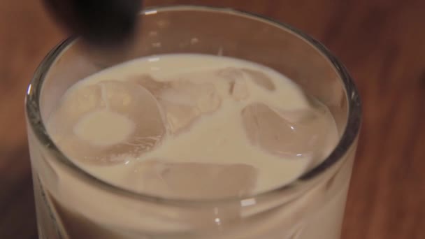 Proces přípravy alkoholického koktejlu v baru. — Stock video