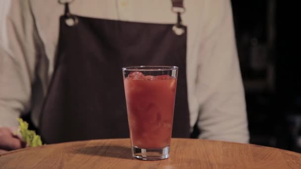 El proceso de preparación de un cóctel alcohólico en el bar . — Vídeo de stock