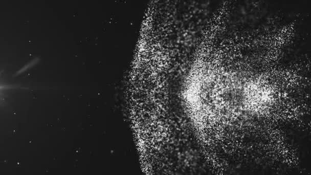 Anamorfikus kiemelése a mozgó részecskék. 3D-leképezés. — Stock videók